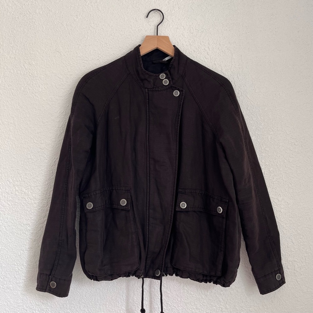 Free People Double Cloth Utility Jacket Small Black
